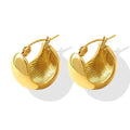 18K Gold Plated C-Shape Stud Earrings for Women New Trend Vintage Geometric Style Stainless Steel Jewelry