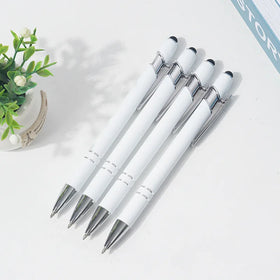 Promotional Custom logo White Rubber Ball Pen Stylus Metal Pen with Custom logo