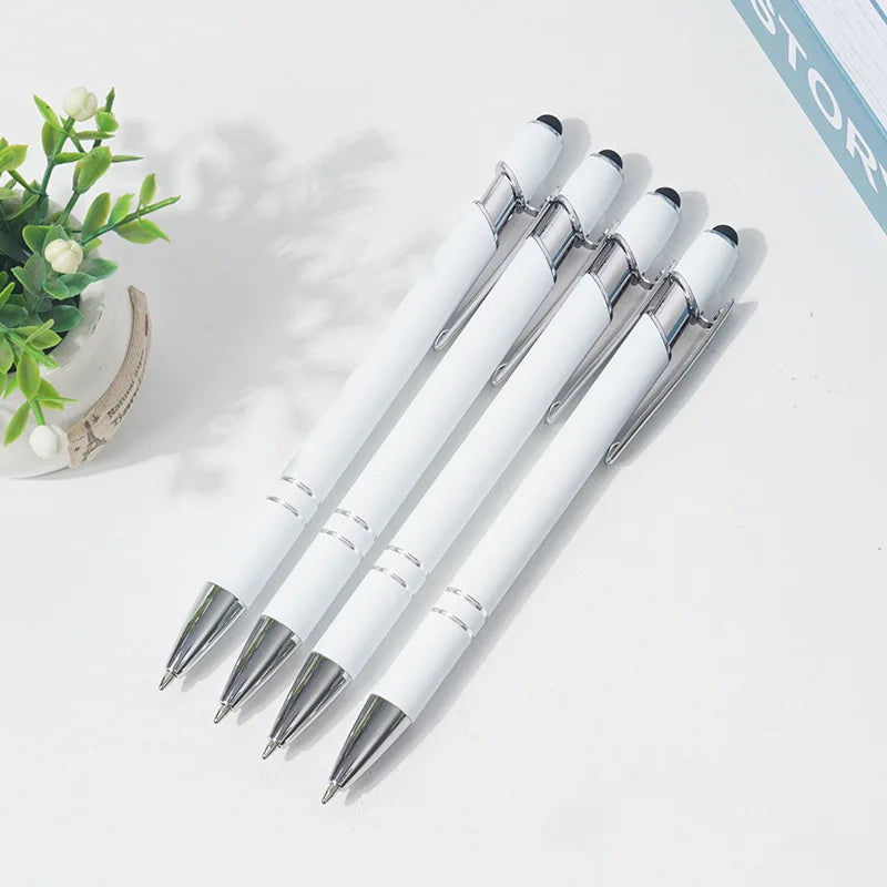 Promotional Custom logo White Rubber Ball Pen Stylus Metal Pen with Custom logo