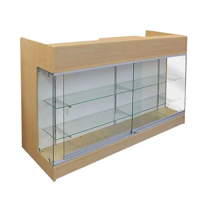 72 Inch MDF Board Display case Cabinet Cashier Table Checkout Counter Cash Wrap with Half Vision Glass showcase