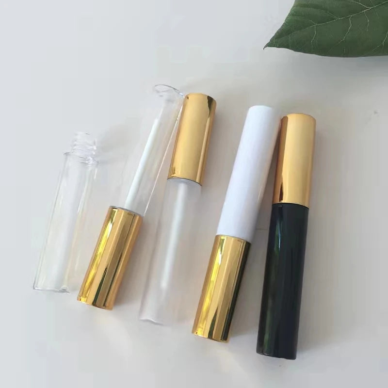 In Stock 10ml clear Empty  Plastic Eyeliner Wand Tube Bottle  With White Wand/ Eyrliner/gold Cap  for Cosmetic Container