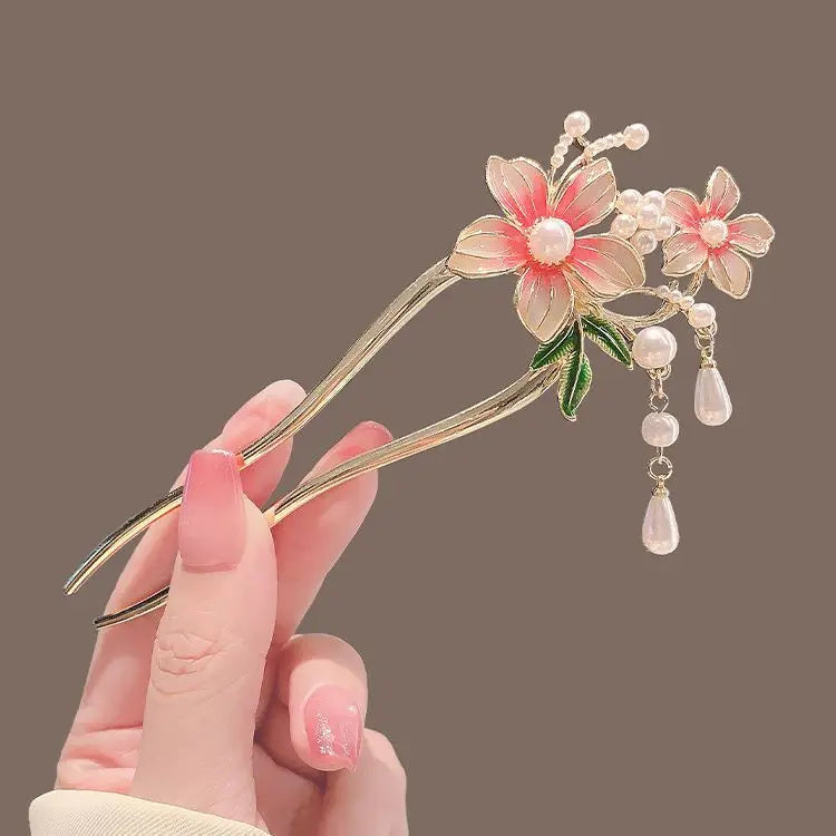 Chinese Hair Stick Women'S Antique Flower Tassel Hairpin Ancient Girls Hair Bun Forks Chopsticks Vintage Hanfu Hair Jewelry