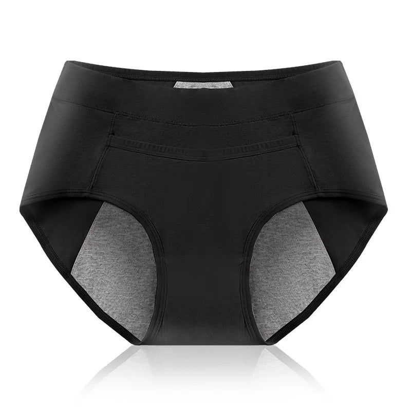 Evenyoung 3 Layer High Waist Full protection Physiological Underwear Large Size Period Leak Proof Panties With Pocket for Women