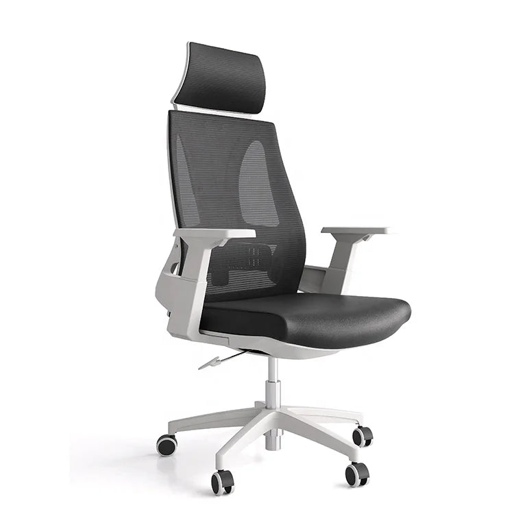 China Mesh High Back Luxury Swivel White Comfortable Pu Leather Seating Premium Ergonomic Executive Office Chair