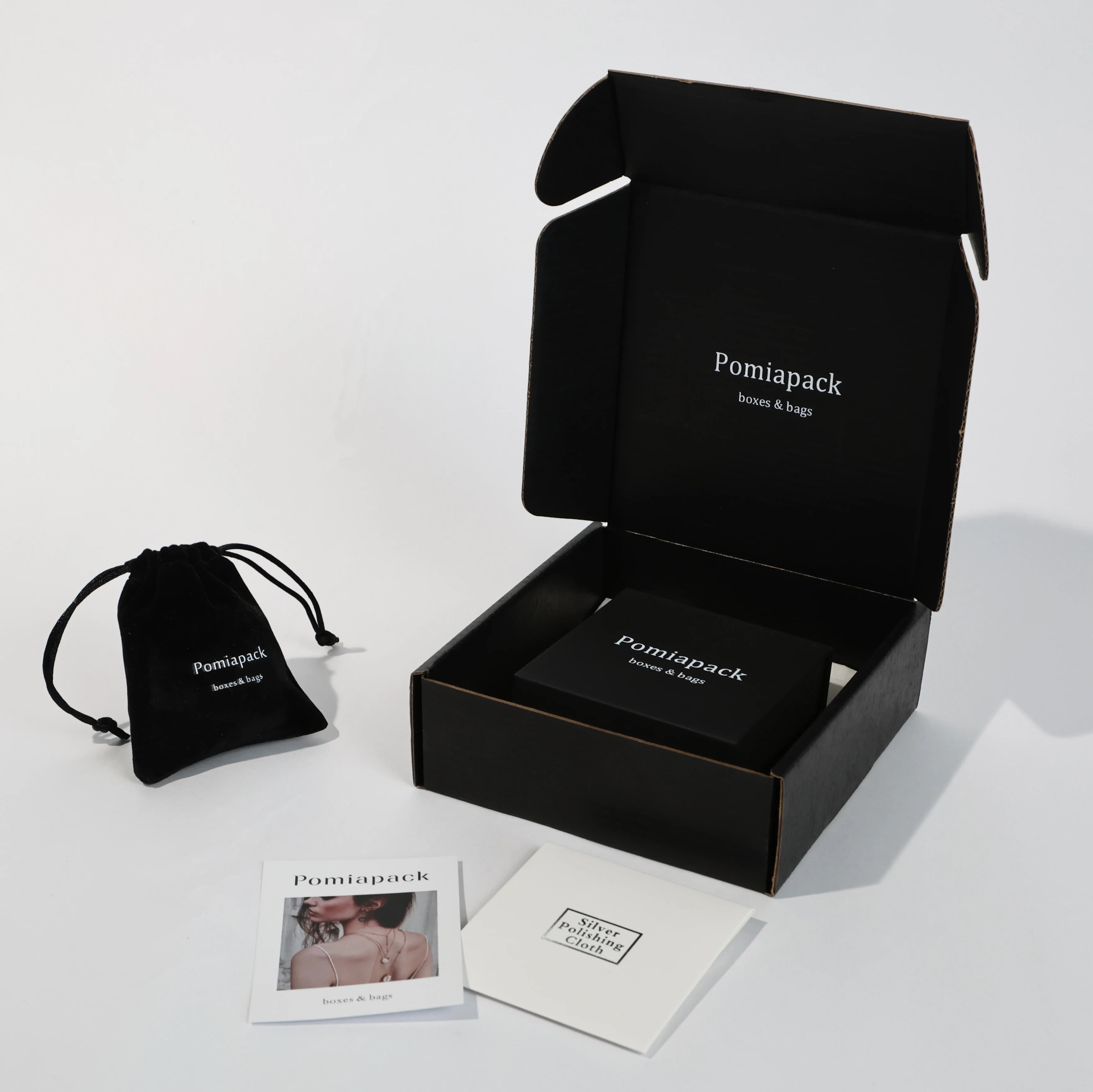 New Design Custom logo Corrugated Black Color Mailer Jewelry Jewellery Box Shipping Jewlery Jewlery Box Packaging