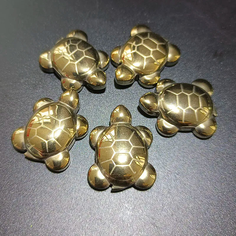 Hot Sale 1.5-2.5cm Pyrite Turtles Hand Carved Beautiful Healing Crystal Crafts Pyrite Turtle Pendants for Children's Gift