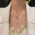 K155 Wholesale 18K Gold Plated Stainless Steel Zircon Long Small Waist Pendant Waterproof Women Simple Fashion Jewelry Necklaces