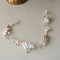 SLBRIDAL Handmade Alloy Rhinestones Ceramic Flower Bridal Headband Hair Vine Wedding Bridesmaids Hair Accessories Women Jewelry