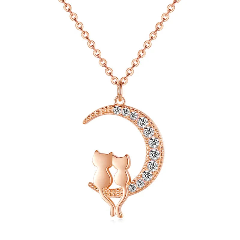 Cat Necklaces 925 Sterling Silver Cat Jewelry Gift for Mom Woman Mother's Day Gifts
