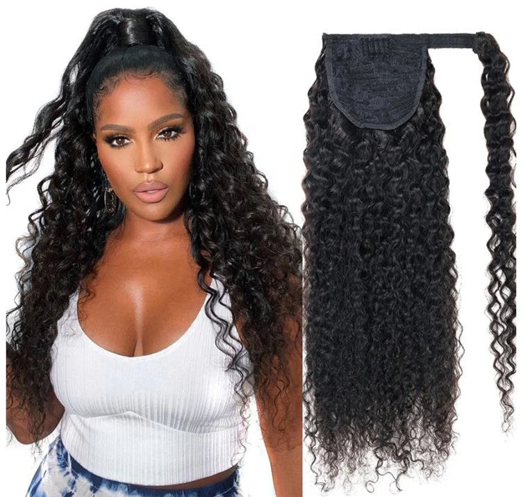Unprocessed Cuticle Aligned Kinky Straight Drawstring Ponytail Virgin Indian Hair Ponytail Extension for Black Women