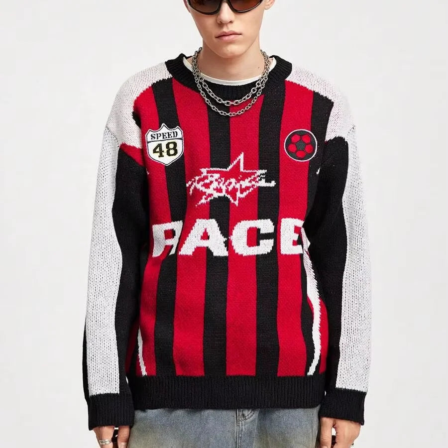 Custom Design logo  Knitted Pullover Top Knitwear Jumper  Men Long Sleeve  Jacquard Cartoon Design Knit Sweater Autumn