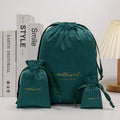 Hot Sales Customized Size Logo Velvet Pouch for Clothing Double Drawstring Green Pouch for Hair Soft Pouch for Packaging Toys