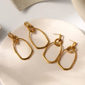 High Quality New Fashion Design European Vintage Exaggerated Oval Stainless Steel Pendant Earrings for Women SE22111205