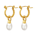 Luxury Thread Imitation Pearl C-shaped Earrings Colorless Stainless Steel Jewelry Earrings