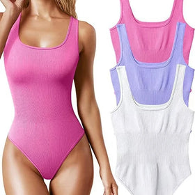 High Quality Square Neck Sleeveless Leotard Women's Polyester Solid Color Comfortable Sexy Bodysuit