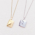 Hot Sale Titanium Stainless Steel Gold Planted Pendant Love You Letter Envelope Necklace for Women