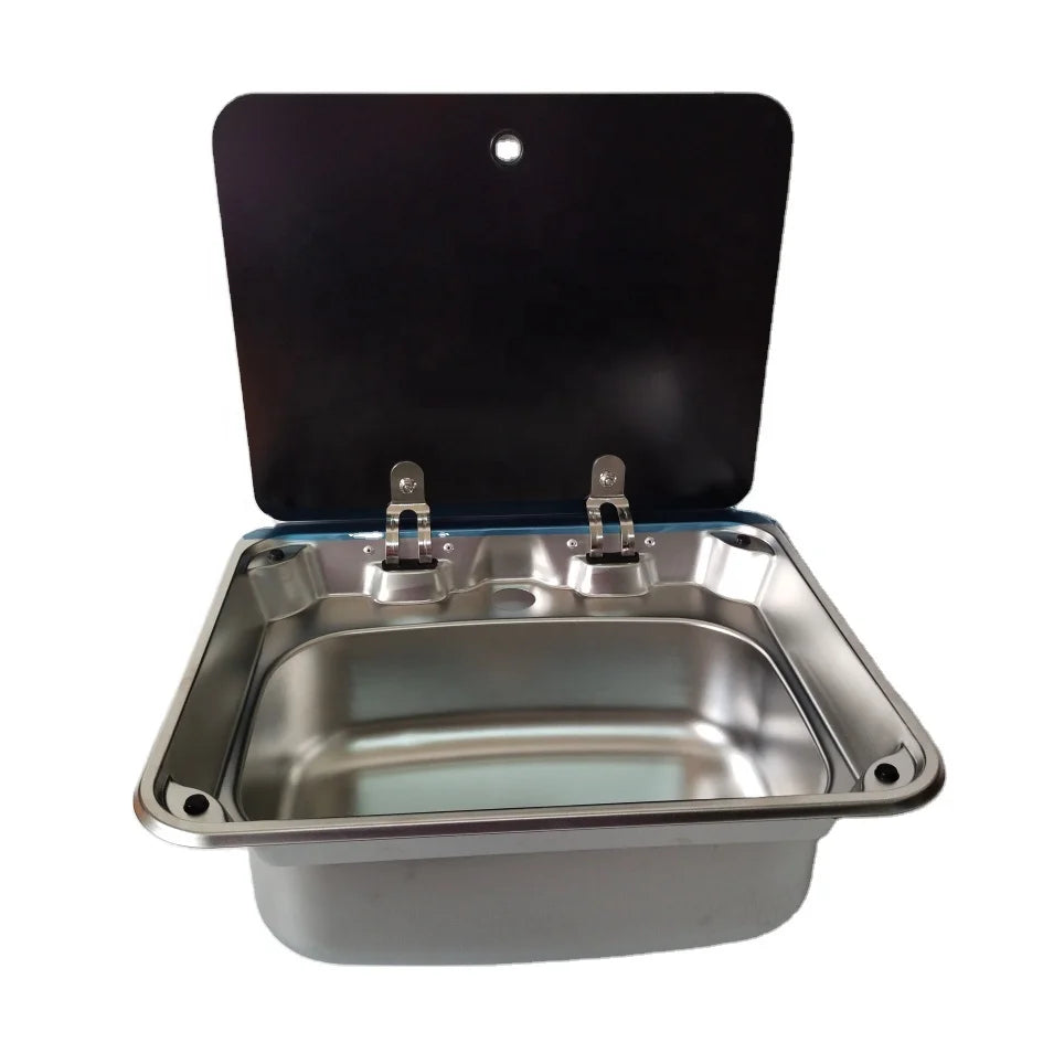 Custom Acceptable Stainless Steel Rv Cooker Sink Tempered Glass Single Bowl Sink for Rv Motorhome