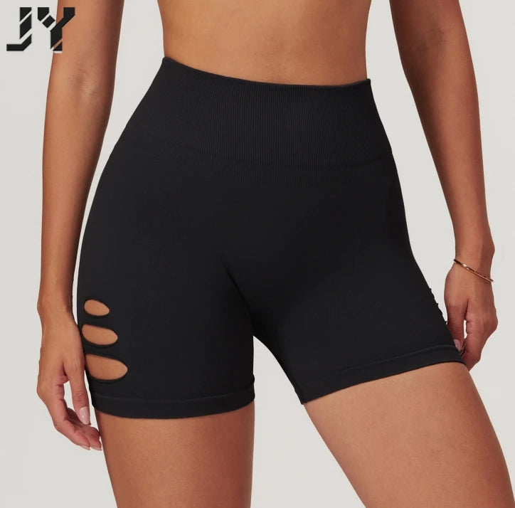 Joyyoung Hot Selling Women High Waist Running Shorts Fitness Gym Workout Scrunch Butt Yoga Shorts