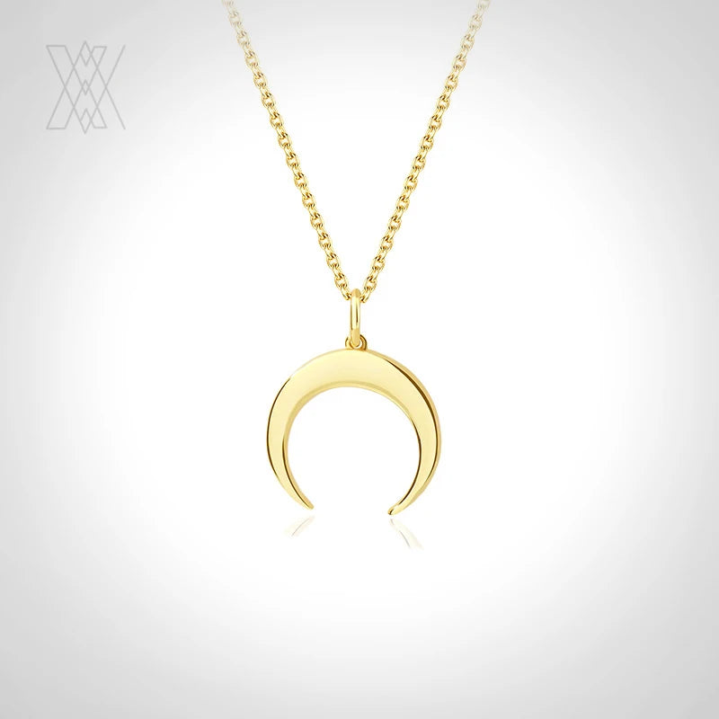 VIANRLA Moon Necklace 925 Sterling Silver Pendant Jewelry 18k Gold Plated Handmade Chain Minimalism Fashion Charm Accessories