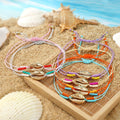 Go2boho Rope Shell Bead Bracelets Set Adjustable with Colorful Glass Beads Gold Plated Cowrie Shells for Women Summer Jewelry