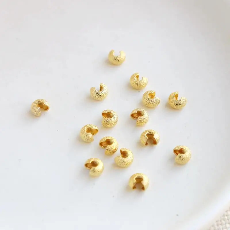 Wholesale DIY 14K Gold Filled Crimp Bead Cover for Jewelry Making Dull Polish Metal Beads Jewelry Accessories