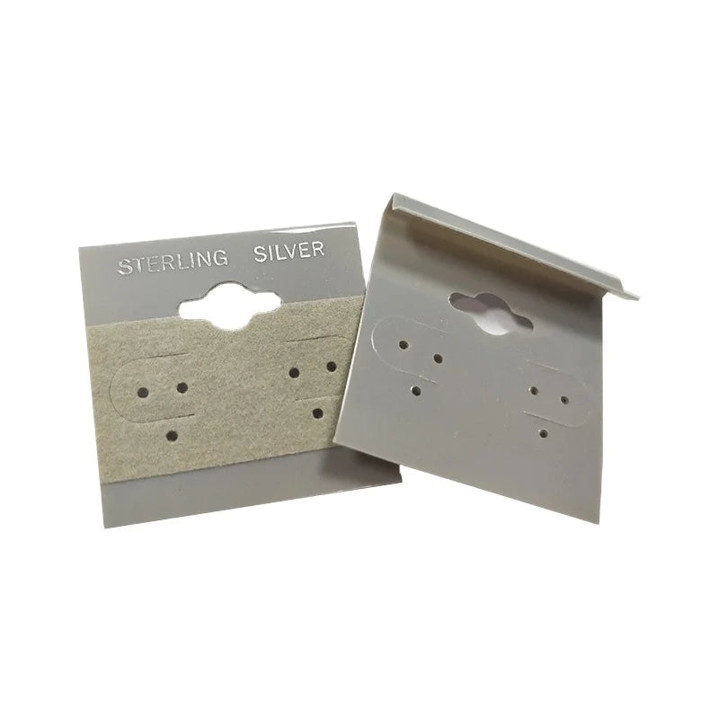 Customized Silver Foil logo Earring Jewelry Card Velvet Coated Jewelry Display Card