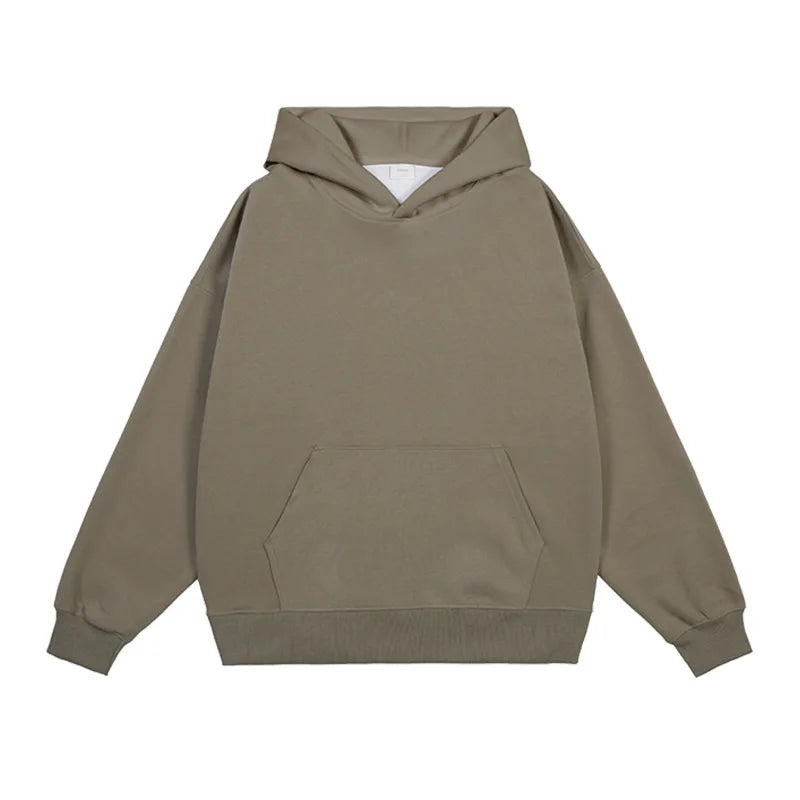 Guangzhou Auyan Collar Pure Cotton 330g Solid Color Oversize Couple Top Hoodie for Women and Men