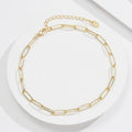 For Classic Rhodium Plated 14K Gold Plated Sterling Silver Paperclip Chain Anklet with Garnet for Women