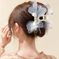 Wholesale Korean Large Fabric Flower Hair Claw Catch Temperament Plastic Strong Spring Hair Claw Clips for Thick Hair