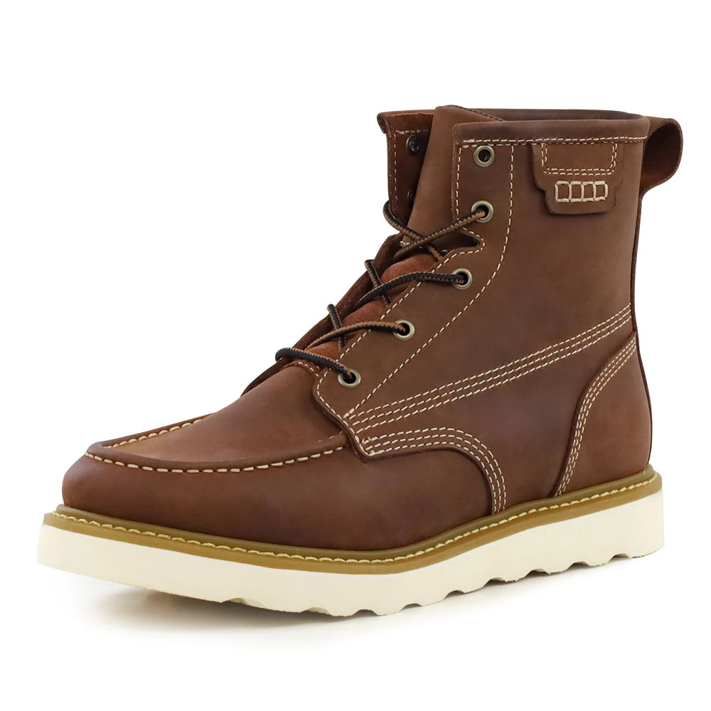 Unisex Crazy Horse Leather Safety Work Shoes All Seasons Rubber Outsole-for Summer Winter Spring and Autumn