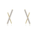 High Quality 925 Sterling Silver Gold Plated Line Letter X Shape Earring for Girl