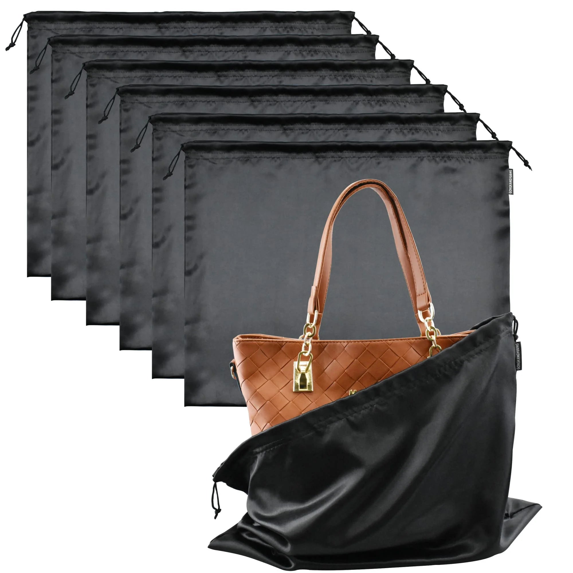 Custom logo Luxury Purse Shoes Dustproof Storage Large Silk Drawstring Pouch Satin Dust Bags for Handbags Hair Bags Packaging