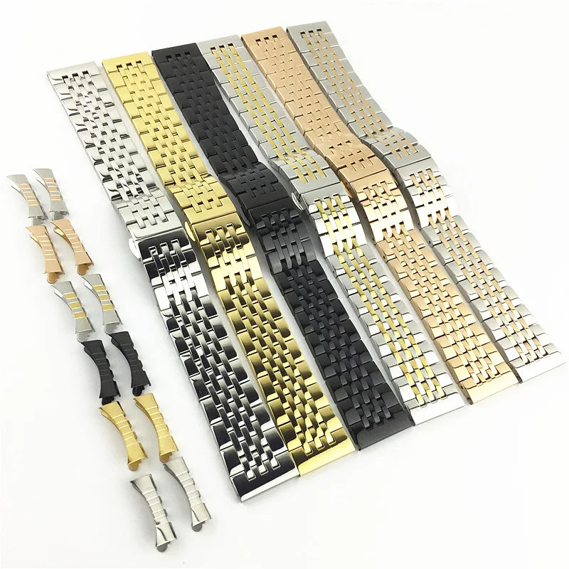 Yunse Curved Soild End 304L Metal Stainless Steel Solid Watch Band 19mm 20mm 21mm 22mm 5 Rows Jubilee Watch Bracelet Strap
