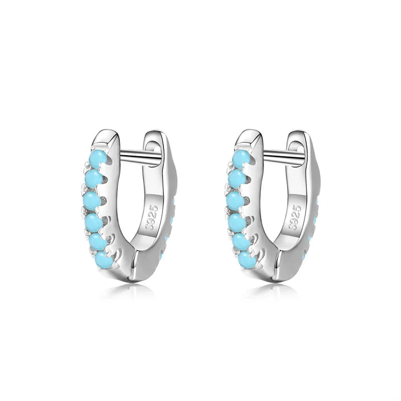 Hainon 2021 Fashion S925 Silver Small Sweet and Lovely Hoop Earrings Female Earring Jewelry  Gift Card Flannel Bag Set