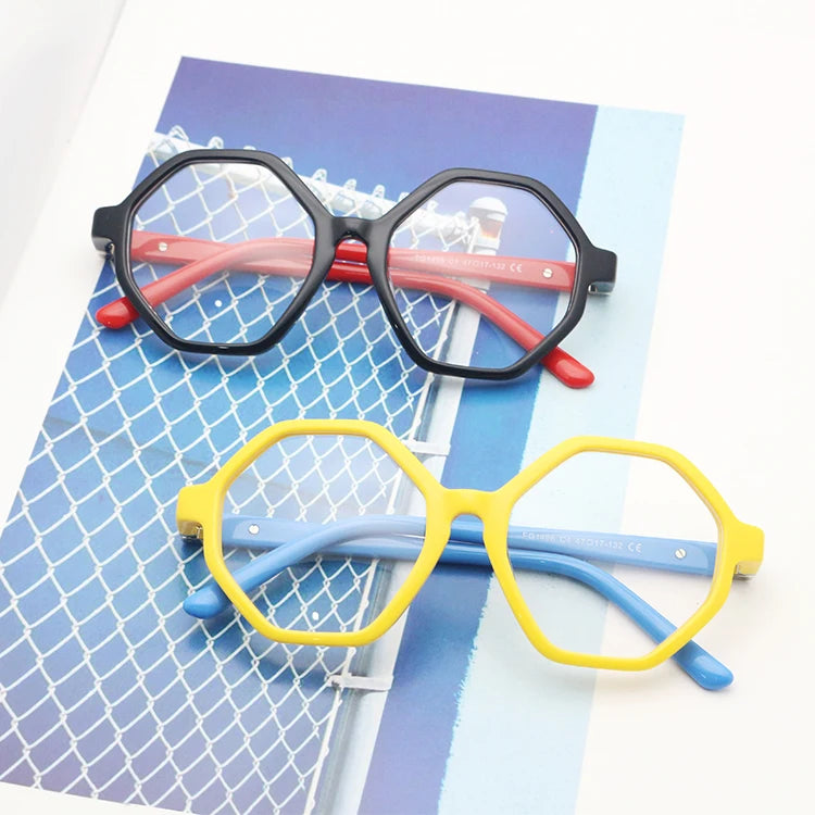 Unisex Flexible Acetate Optical Frame Kids Eyeglasses 180 Degree Spring Hinge Diamond Decorations for Girls and Boys