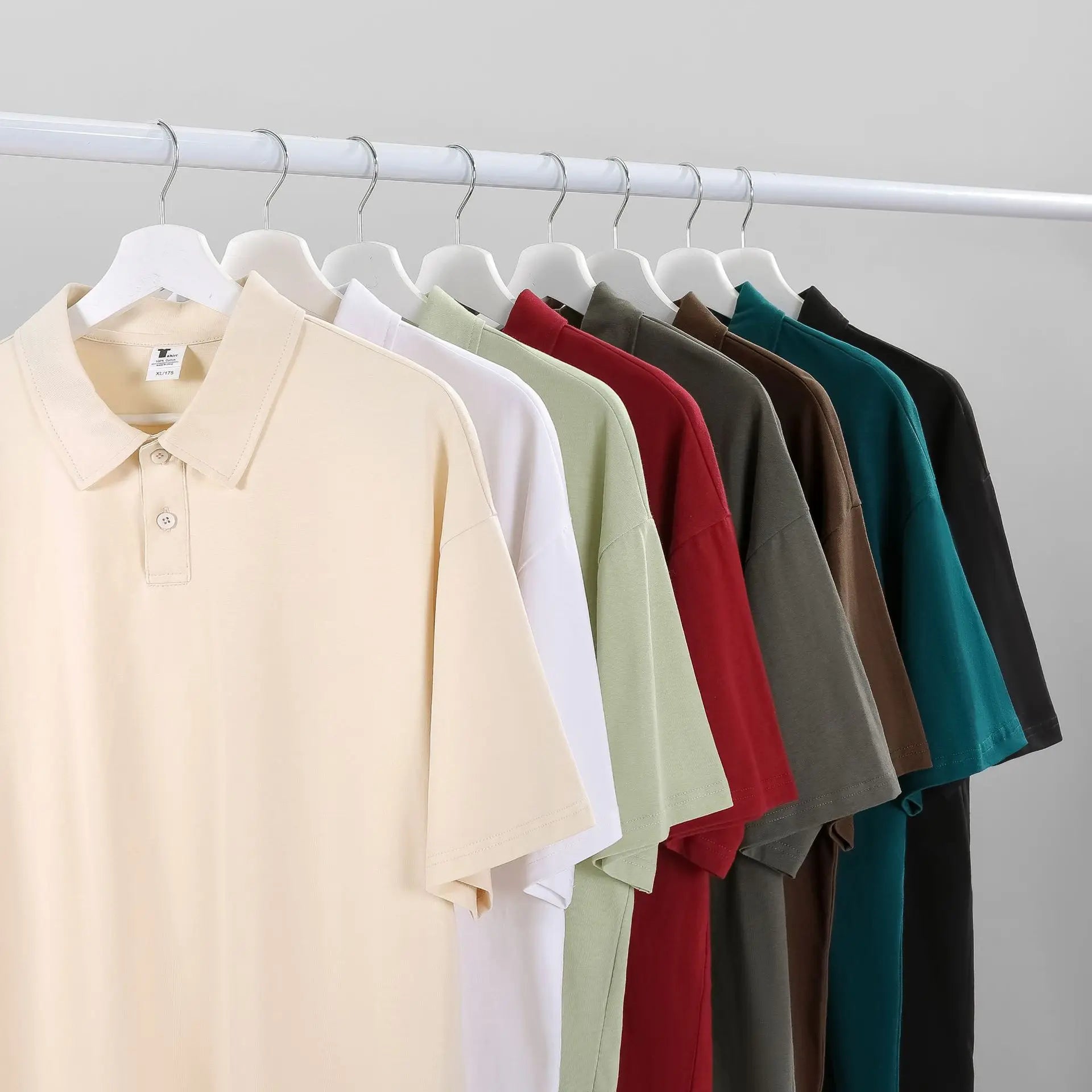 240g Pure Cotton Polo Shirt Short Sleeved Heavy Weight Thick Printed logo Pattern Class Uniform