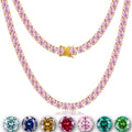Fashion Jewelry Custom 3mm 4mm 5mm 6mm VVS Pink Moissanite Diamond Tennis Chain Necklaces for Women