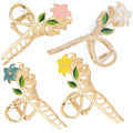 Elegant Retro Gardenia Flower Hair Clip for Women Women's Korean Back of Head Hair Shark Clip Made of Durable Metal