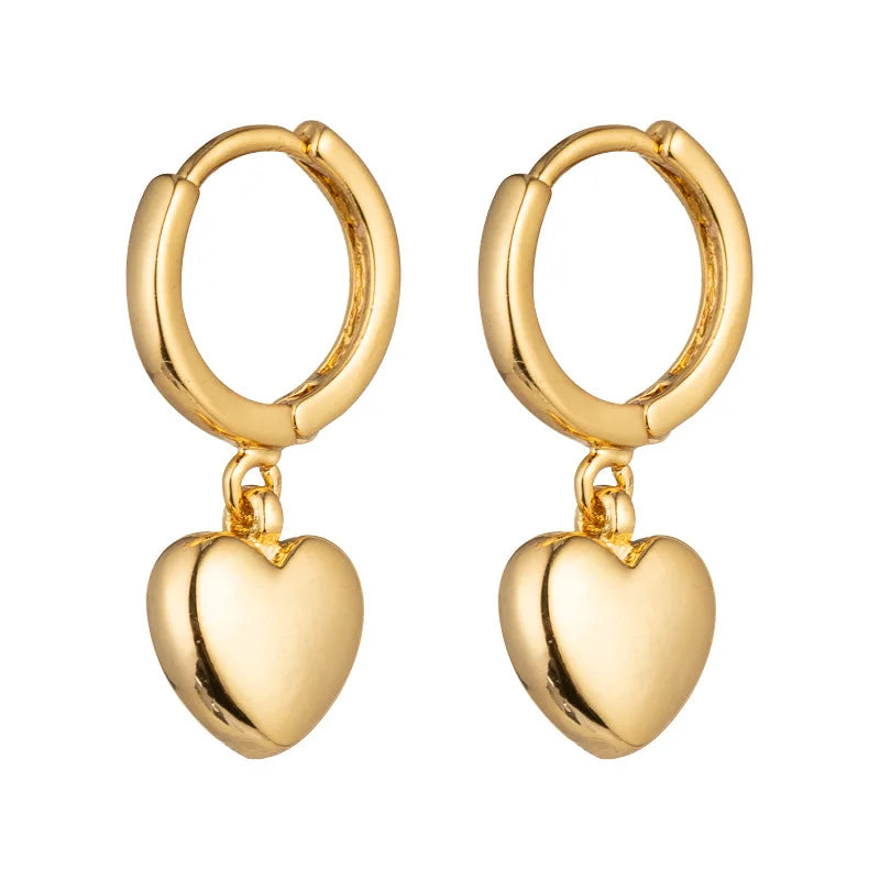 Shescity Gold Plated Brass Drop Earrings Trendy Personalized Heart Charm Designer Huggie Earrings Jewelry Gifts for Women