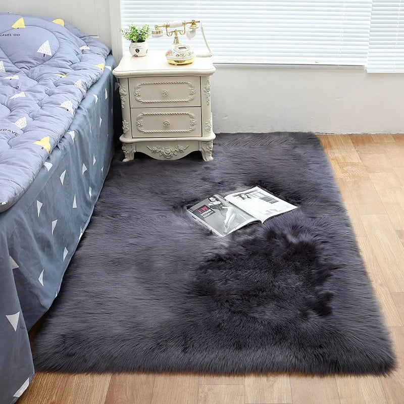 Polyester Faux Fur Rug Plush Pile PET Friendly Non-Slip Fashionable Thick Oversize Long Shaggy Flat Weave Home Decor Machine