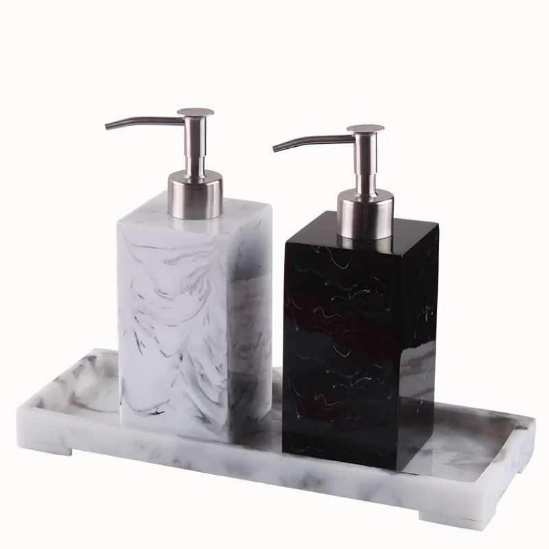 500ML Marble Color Soap Dispenser with Tray Hand Lotion Resin Soap Dispenser Sets