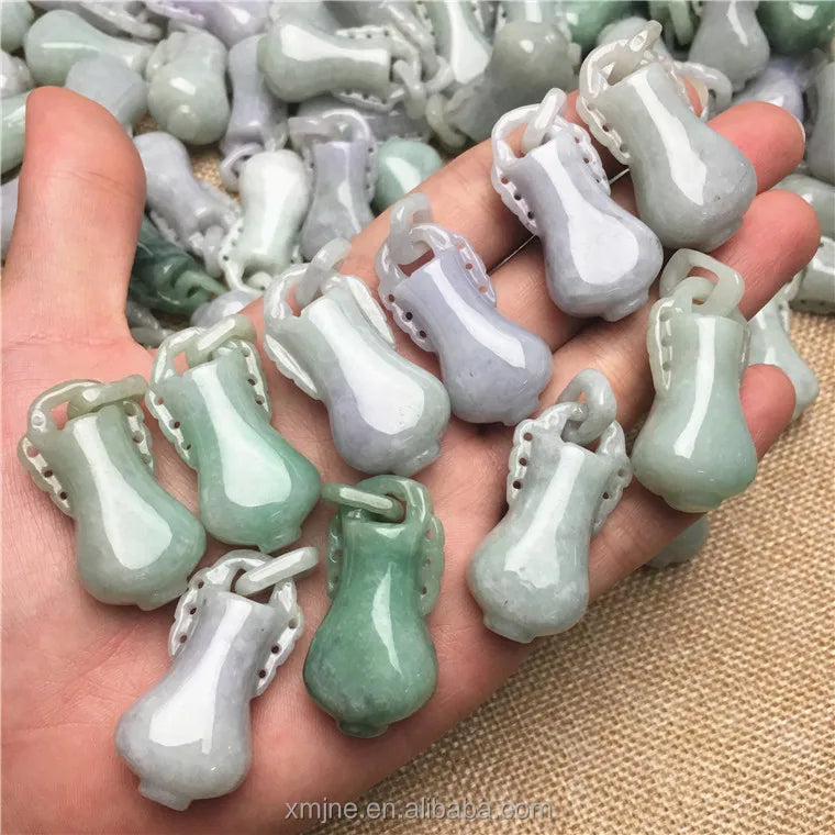Myanmar Jade Grade a Jade Ring Vase Carving Pendant Pendant Jade Handicraft Factory Wholesale