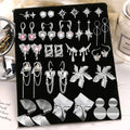 New Trendy Silver Color Heart Crystal Hoop Earrings Butterfly Metal Geometric Drop Dangle Stud Earring for Women Fashion Jewelry