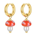 18K Gold Plated Stainless Steel Jewelry Cute Agaric Earring Mushroom Fun Design Accessories Earrings E211316