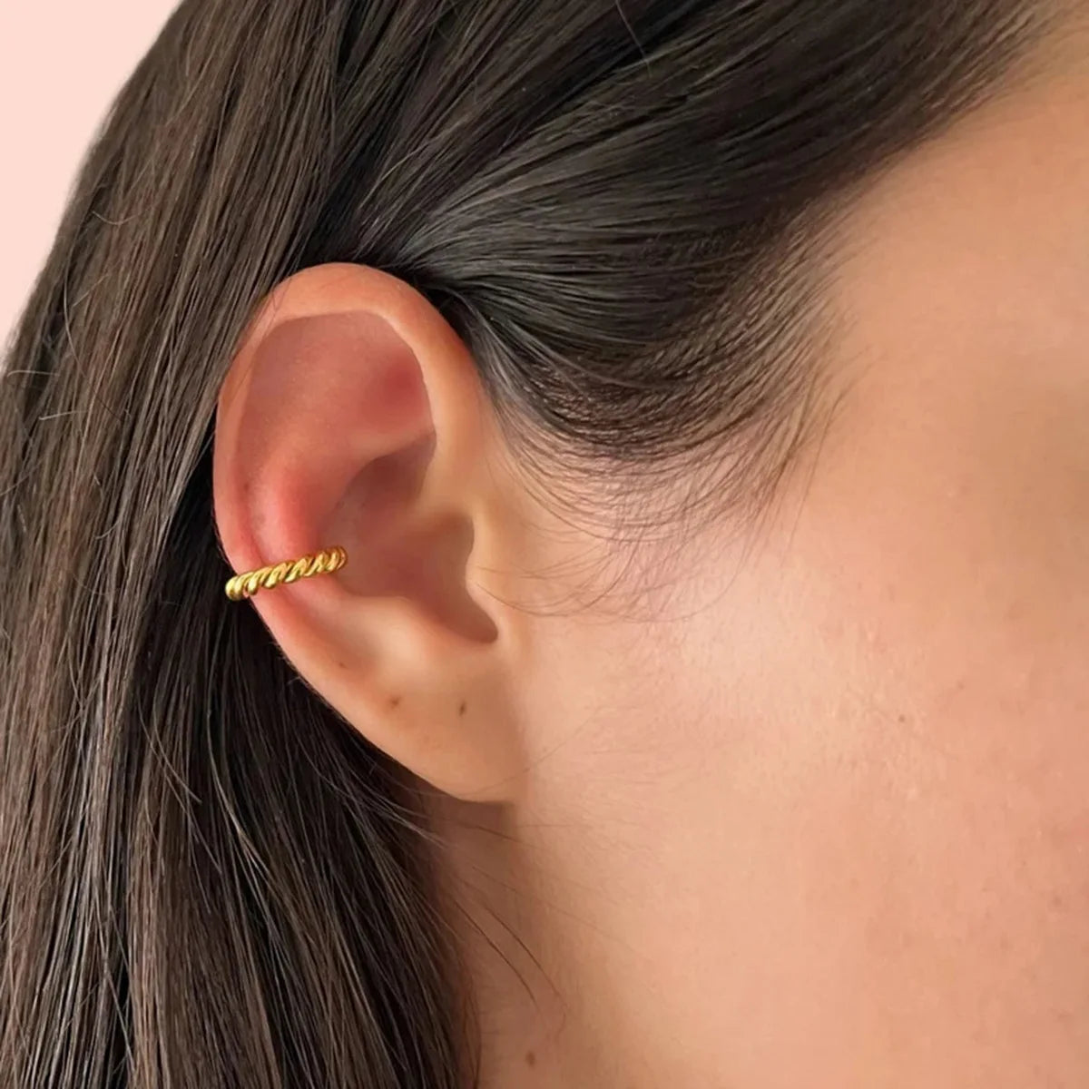New Stainless Steel Ear Cuff 18K Gold Plated Ear Clip Earrings Waterproof Non Tarnished Smooth Swirl Spiral Chunky Ear Clip