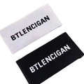 Custom Designer Brand Name Fabric Maker Printed Woven Labels Silicon Print Glitter Baby Clothes Backing Iron Private Label