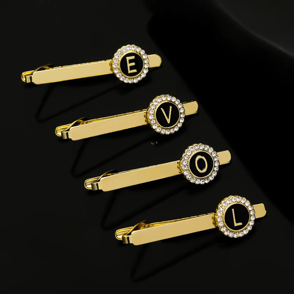 Fashion Men's Gold-Lettered Tie Clips for Business Occasions Gift for Office Use