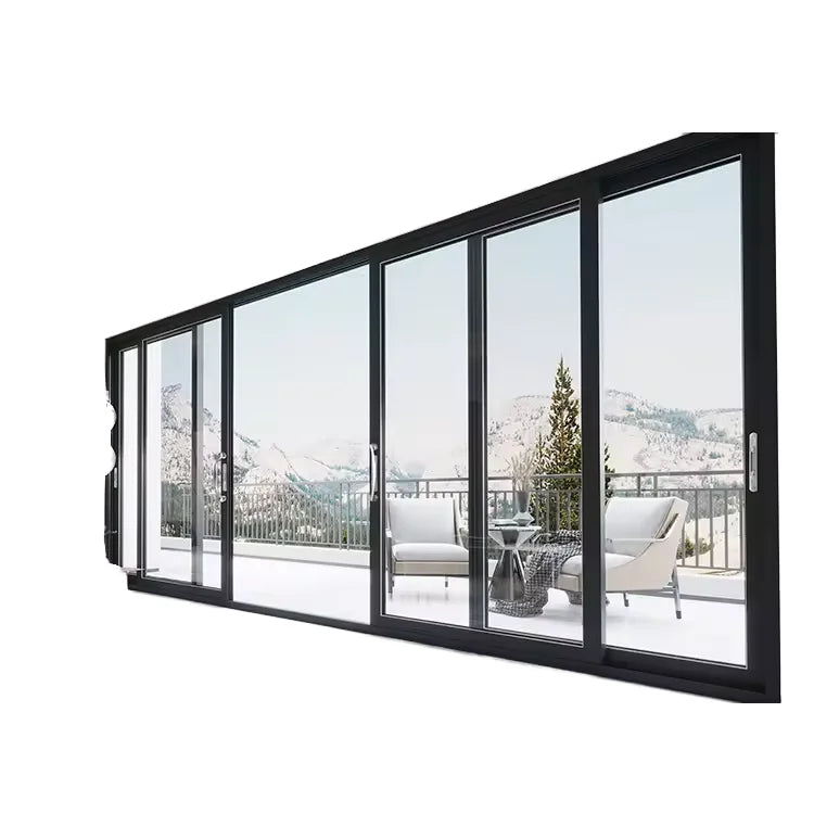 HANGXING Energy Efficient Double Tempered Glass Multi Slide Patio Door Aluminum Exterior Sliding Door Soundproof Interior Hotel