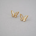 MPE032 Charming Women Gift Stud Earrings White Shell With Gold Electroplated MOP Earrings Push-Back Style butterfly Earrings