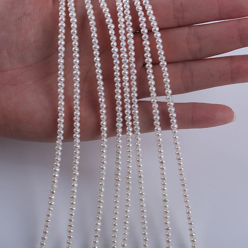 3.5-4mm Potato Shape Pearl Strand Natural Freshwater Pearls for DIY Jewelry